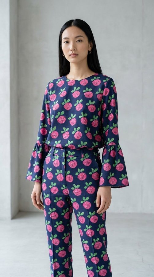 ผ้าฝ้ายปารีส เสื้อเบลาส์แขนบาน on model