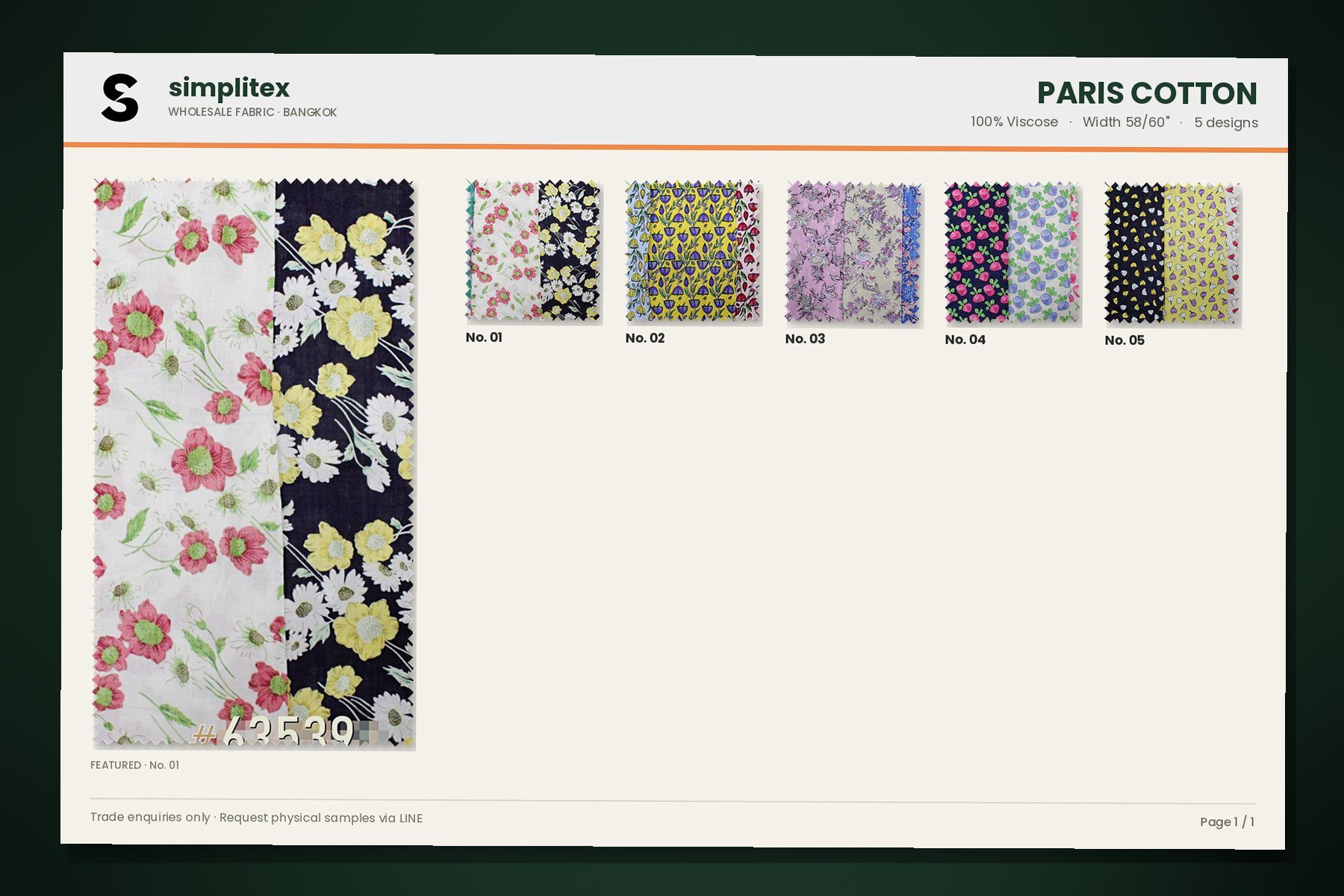 Paris Cotton sample book