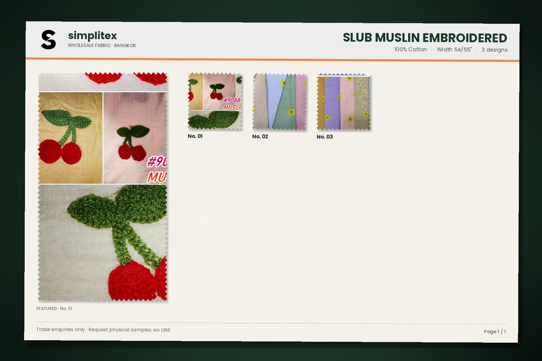 Slub Muslin Embroidered sample book