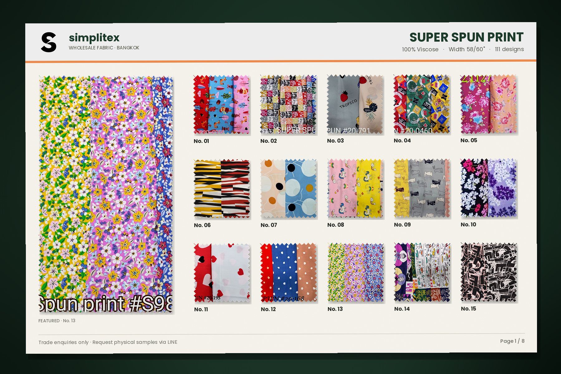Super Spun Print sample book